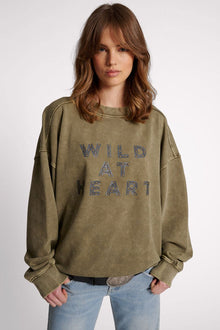  Heart Studded Retro Sweater | Khaki