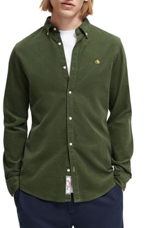  Slim Fit Fine Corduroy Shirt | Field Green