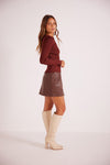Lani Faux Leather Mini Skirt | Chocolate