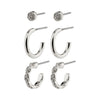 Winny recycled gift set hoops & ear studs - Silver-plated