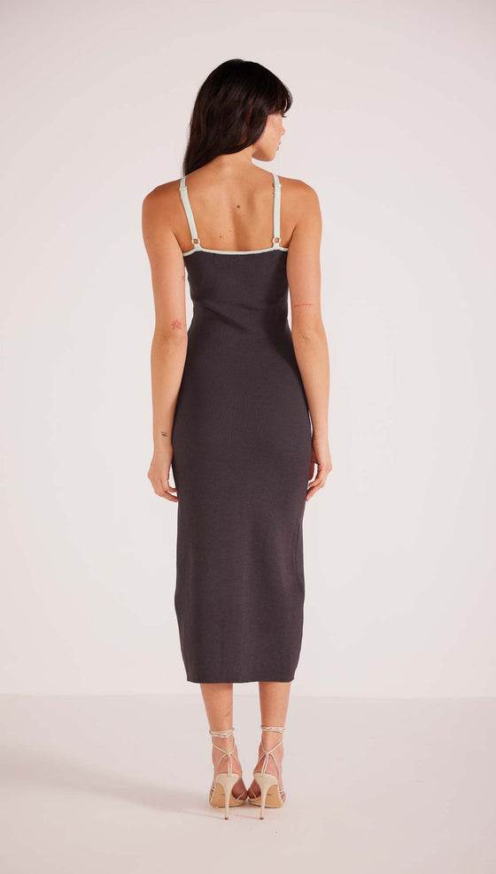 Beverly Contrast Knit Dress | Charcoal