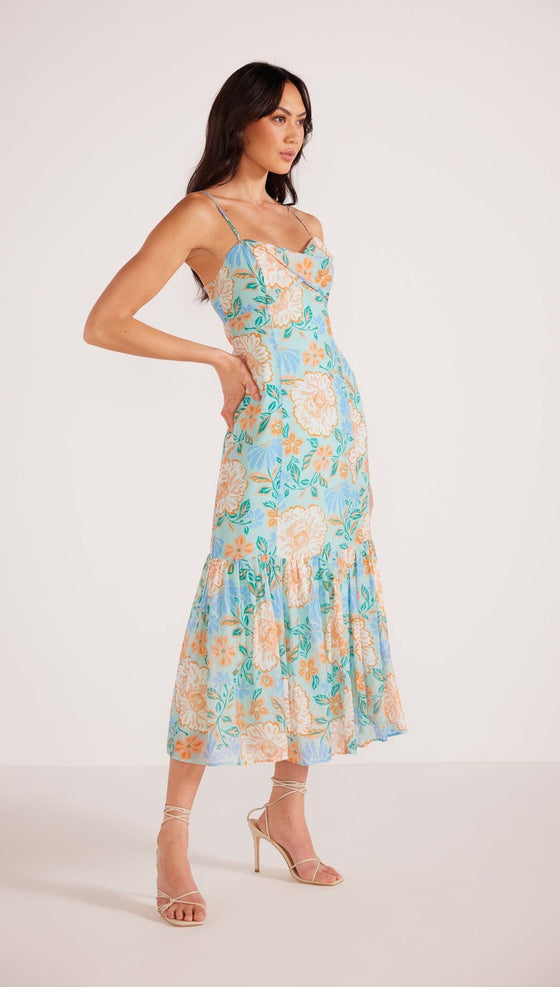 Evelyn Strappy Midaxi Dress | Mint/Multi