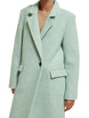 Green Melange Single Breasted Coat | Light Mint