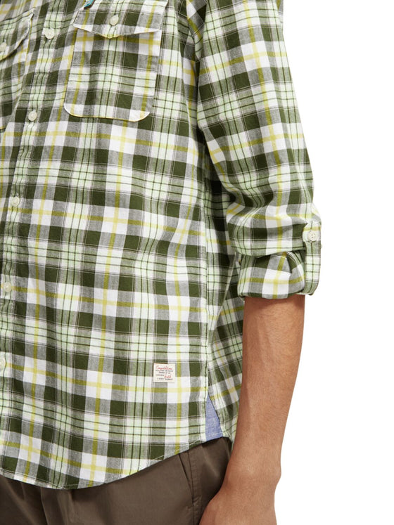 Lightweight Flannel Check Shirt | Green Check