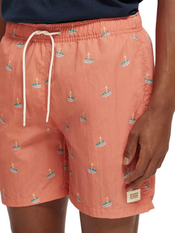 Mini Printed Swimshort | Flamingo Surfer