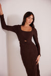 Elise Mesh Midi Dress | Chocolate