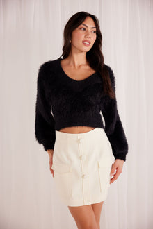  Maisie Fluffy Knit Sweater | Black