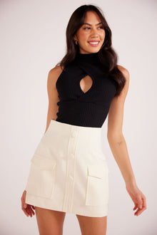  Ezra A-Line Mini Skirt | Cream
