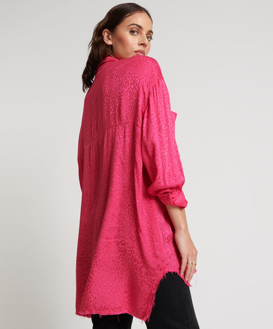 Jacquard Longline Shirt | Shocking Pink