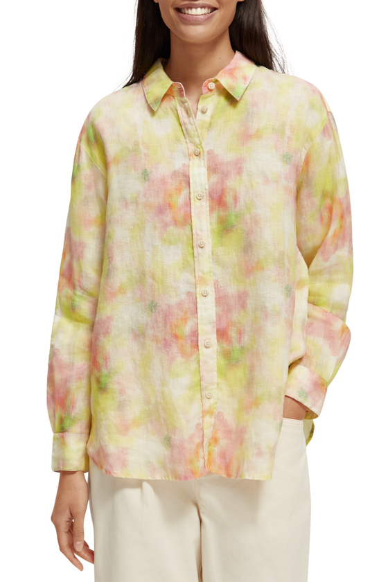 Oversized Linen Shirt | Multi Tie Dye