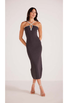  Beverly Contrast Knit Dress | Charcoal