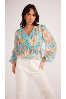  Evelyn Wrap Blouse | Mint/Multi