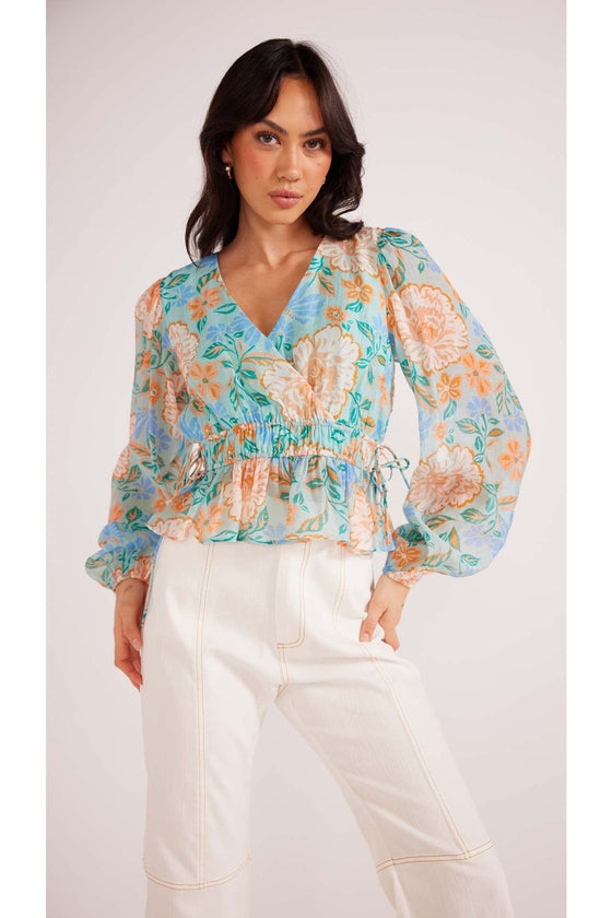 Evelyn Wrap Blouse | Mint/Multi