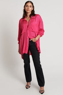  Jacquard Longline Shirt | Shocking Pink