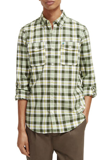  Lightweight Flannel Check Shirt | Green Check