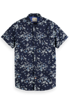 Printed Short Sleeve Poplin Shirt | Blue Fireworks