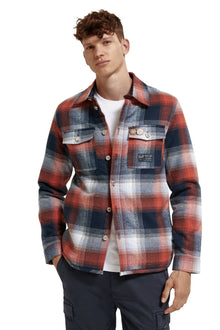 Teddy Lined Checked Overshirt | Blue Red Check