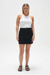 Womens Denim Mini Skirt - Jet Black