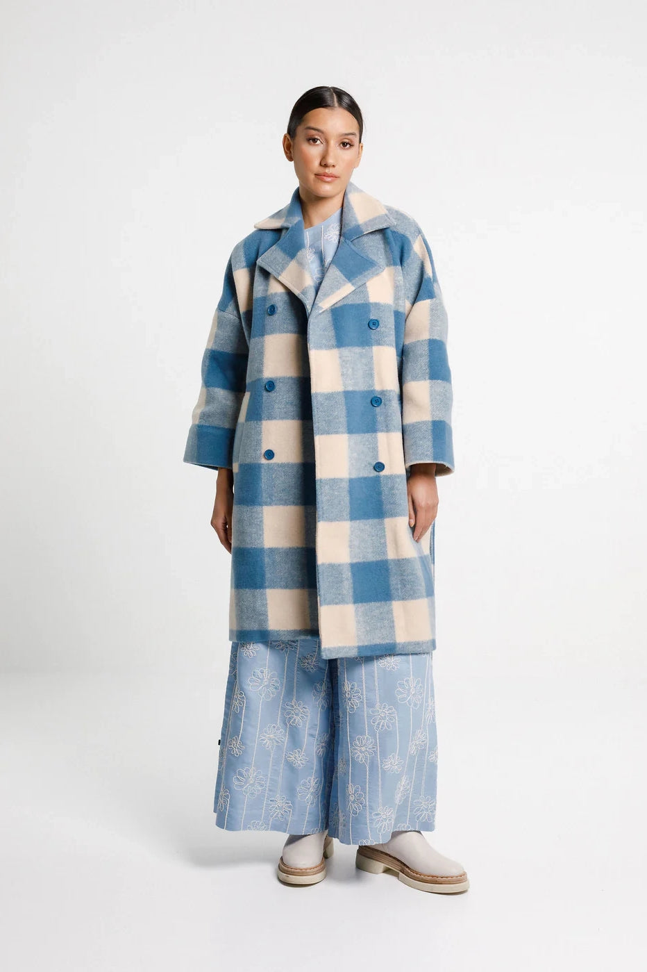  Thing Thing Dixie Coat - Soft Blue Check