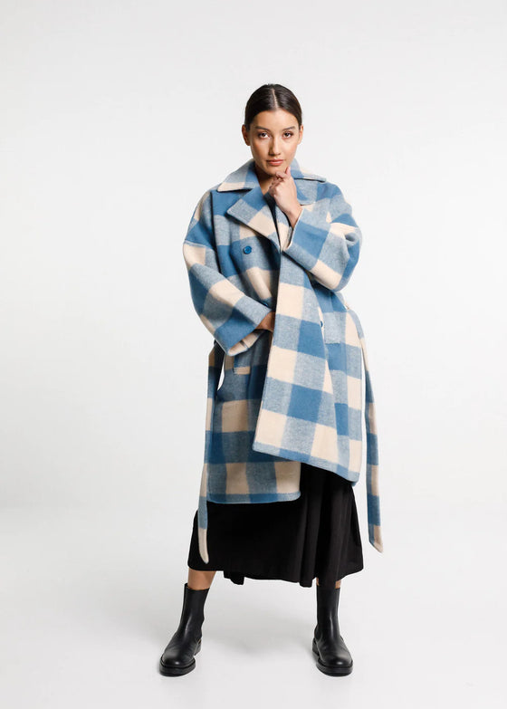 Thing Thing Dixie Coat - Soft Blue Check