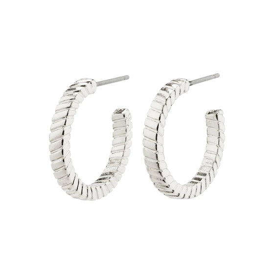 Ecstatic Square Snake Chain Hoops - Silver Plated