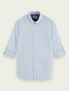 Mens Slim-Fit Contrast Trimmed Poplin - Blue